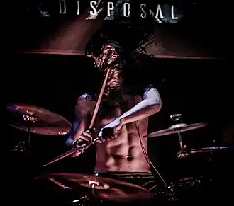 Macare tijdens de tournee voor het album Human Disposal van Inferum (Hoofddorp, 2019)