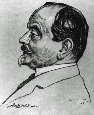 Wouter Nijhoff op een lithografie uit 1923 door Hendrik Johannes Haverman