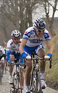 Omloop Het Nieuwsblad 2009, met Robbie McEwen in het wiel.