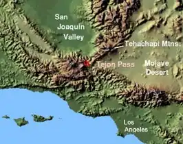 Ligging van de Tejon Pass