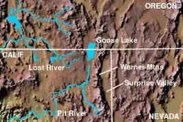 Kaart van Warner Mountains