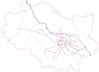 Netwerkkaart van de Tram van Wrocław