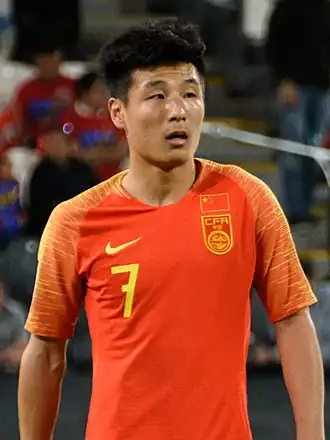 Wu Lei in het shirt van China in 2019.