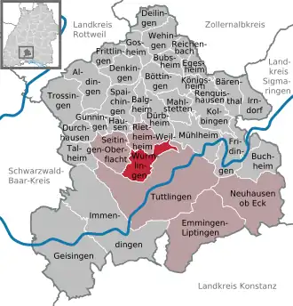 Kaart van Wurmlingen