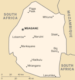 Kaart van Swaziland