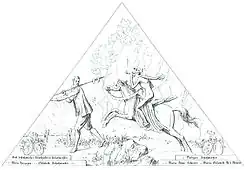 Der Bote, afbeelding uit Die Spreuerbrücke in Luzern, Ein barocker Totentanz von europäischer Bedeutung