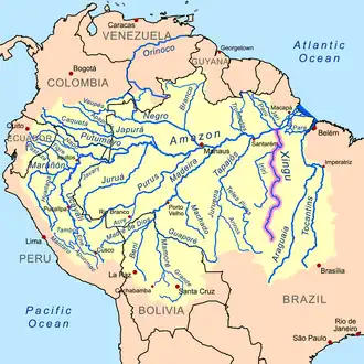 Rio Xingu in het stroomgebied van de Amazone