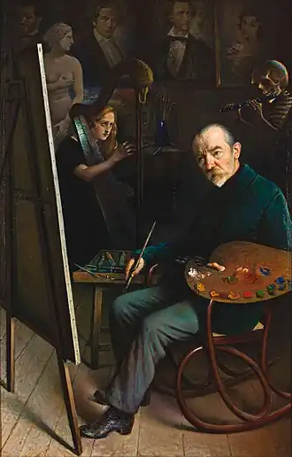 Yehuda Penn: Zelfportret met muse en de dood, 1922