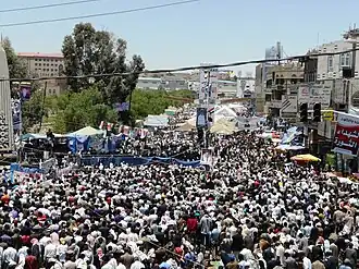 Protesten aan de universiteit van Sanaa in april 2011.