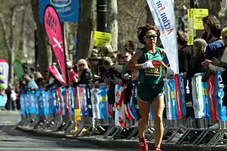 Tijdens de marathon van Londen 2013