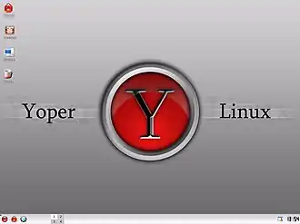 De desktop van YOPER 3 met KDE