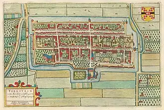 plattegrond van 1649, de stad zag er in 1511 qua oppervlakte ongeveer hetzelfde uit.
