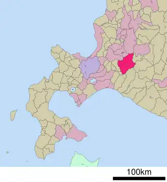 Situering van Yubari in de prefectuur Hokkaido