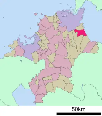 Situering van Yukuhashi in de prefectuur Fukuoka