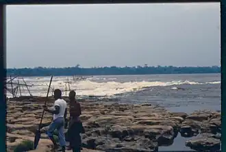 Zevende en laatste stroomversnelling van de Boyomawatervallen nabij Kisangani