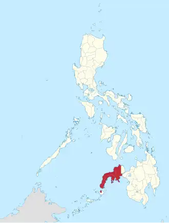 Locatie van de provincie Zamboanga Peninsula