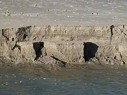 De sterke erosie bij de nieuwe geul van 2016