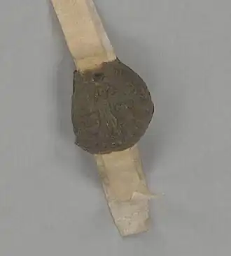 Het zegel waarmee Justine in 1334 een verkoop bevestigde