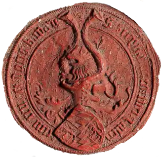 Zegel van Paltsgraaf Stefan onder een oorkonde uit 1419