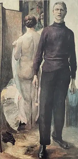 Zelfportret met model, 1917