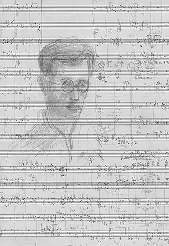 Zelfportret op partituur