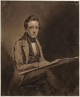 Een jongeling bezig met teekenen (zelfportret, 1840)