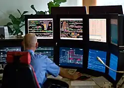 Een van de seintafels in de verkeersleidingspost.