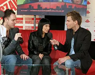 Malicki (l) en Głębowicz (m) tijdens een interview in 2007.