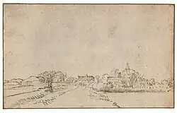 Zicht op Sloten op een ets van Rembrandt.