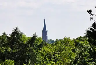 Zicht op de Grote of Clemenskerk van Steenwijk vanaf de Woldberg