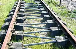 NS-dwarsliggers bestaande uit betonnen koppen en zigzagverbindingen