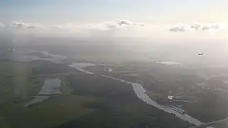 Zijkanaal C, gezien naar het zuidwesten, met linksboven het Spaarne en de Mooie Nel
