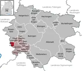 Kaart van Zimmern unter der Burg