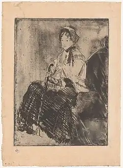 Zittende vrouw met paraplu, Mary Cassatt, 1879