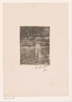 Zonsondergang over water, ets