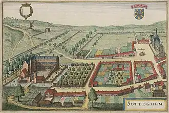 Neerstraete tussen Egmontkasteel en stadhuis in 1641