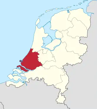 Kaart: Provincie Zuid-Holland in Nederland