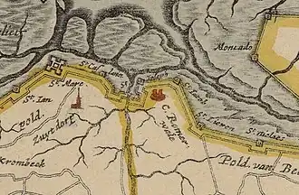 17e-eeuwse kaart met Zuiddorpe en 'Romerwale'