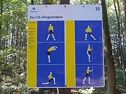 Bordje van een vitaparcours in Zwitserland