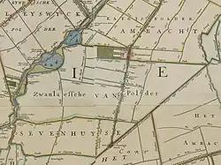 Swanlasche polder op een kaart van 1684, door Jan Stampioen[8]