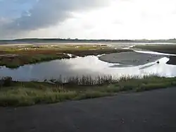 De slufter vanaf het strand gezien