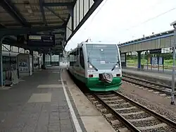 Trein in het station van Zwickau.