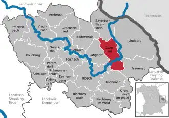 Kaart van Zwiesel (gemeente)