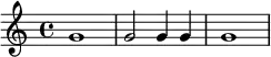 { g'1 g'2 g'4 g'4 g'1 }
