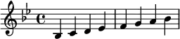  \relative c' { \clef treble\key bes \major bes c d es | f g a bes } 