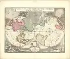 Kaart met twee hemisferen. Uitgegeven door Gerhard Valk, ca. 1702.