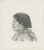 Portret van een Indiaan, potloodtekening, circa 1880, collectie KITLV