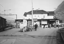 Vorkstation, links de sporen naar Zürich, rechts naar Buchs, 1959