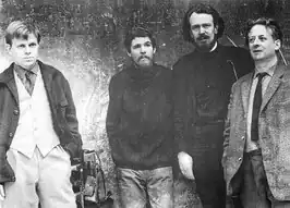 V.l.n.r. Jan Dibbets, Wim Kamphuis, Wim van Oostrom en Jan Bolink