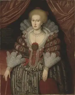 Maria Eleonora van Brandenburg (1619), kopie naar Michiel van Mierevelt, Gripsholms slott